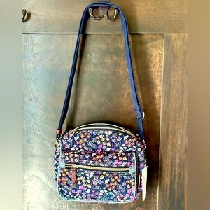 Vera Bradley Purse Crossbody Petite Garden, Multi-color, Blue Pink, New, Tags On